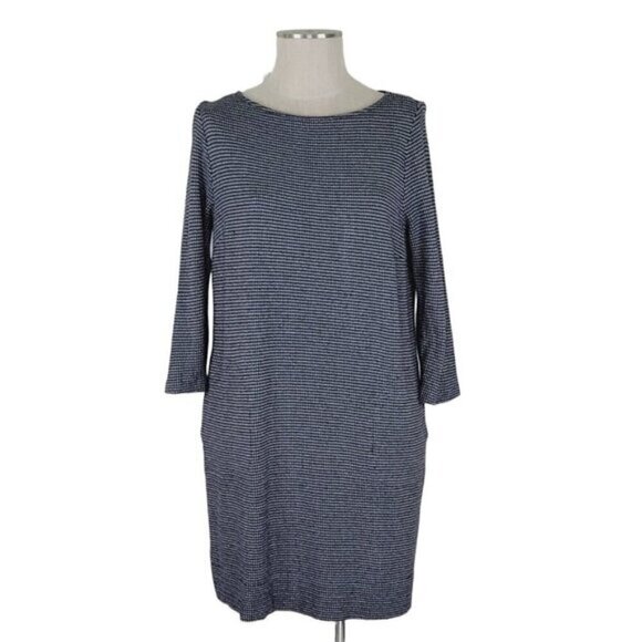 J Jill Shift Dress Size M Petite Pockets Pullover Black White Pattern - Picture 1 of 10